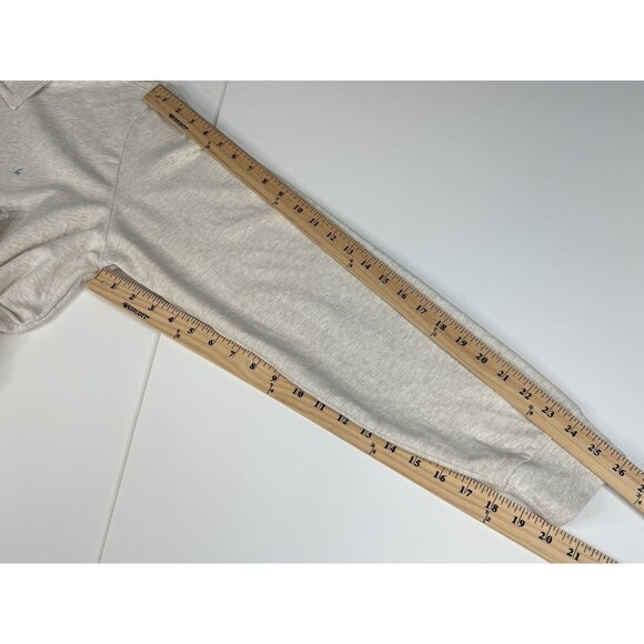 Criquet Collared Sweatshirt Men’s L Heathered Oatmeal Rugby ¼ Button Stretch - Picture 16 of 16